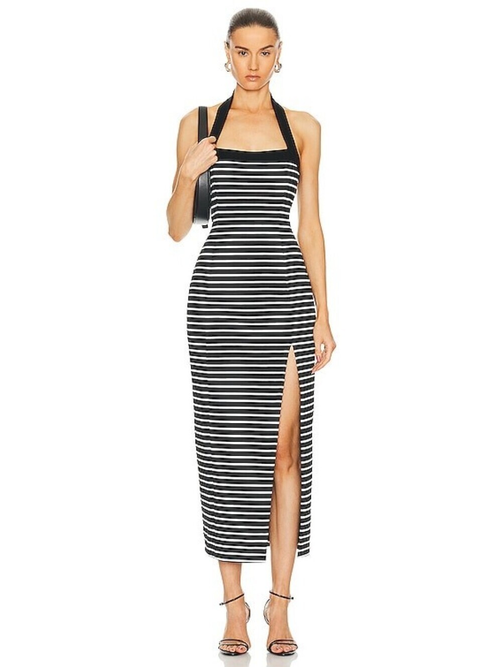NWOT Nicholas Nchls Jane Midi Stripe Black Milk Dress Large